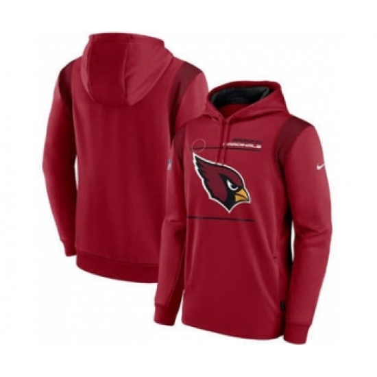 Men's Arizona Cardinals 2021 Red Sideline Logo Performance Pullover Hoodie - Ujersey