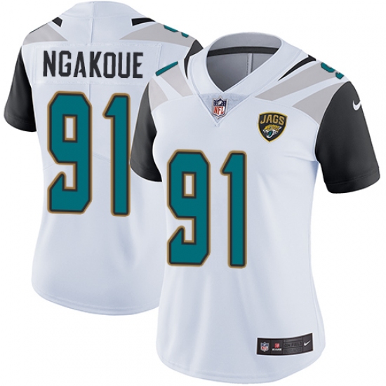 Women's Nike Jacksonville Jaguars #91 Yannick Ngakoue White Vapor Untouchable Limited Player NFL Jersey - Ujersey