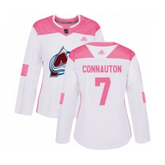 Women's Colorado Avalanche #7 Kevin Connauton Authentic White Pink Fashion Hockey Jersey - Ujersey