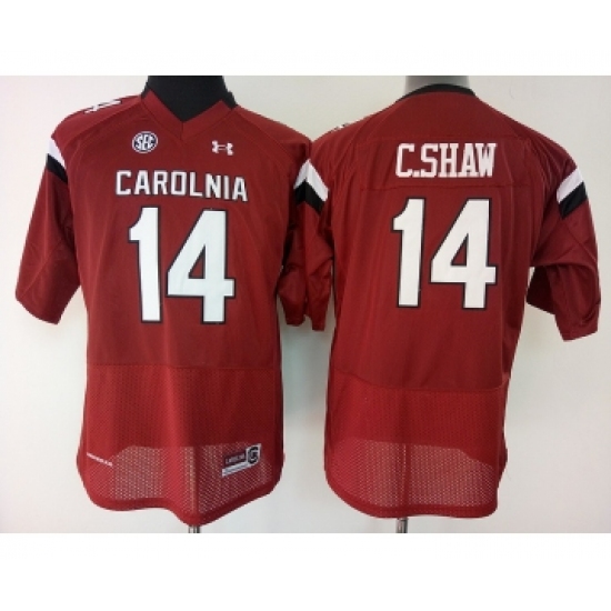 South Carolina Gamecocks 14 C.Shaw Red College Football Jersey - Ujersey