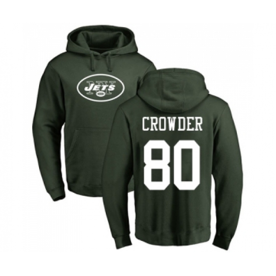 Football New York Jets #80 Jamison Crowder Green Name & Number Logo Pullover Hoodie - Ujersey