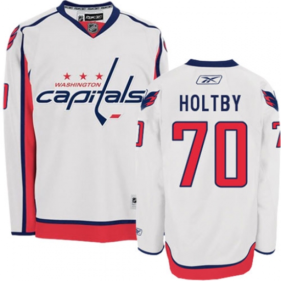 Men's Reebok Washington Capitals #70 Braden Holtby Authentic White Away NHL Jersey - Ujersey