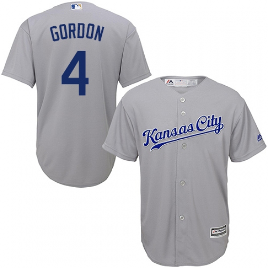 Youth Majestic Kansas City Royals #4 Alex Gordon Authentic Grey Road Cool Base MLB Jersey - Ujersey