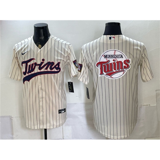 Men's Minnesota Twins Team Big Logo Cream 2026 Field of Dreams Stadium Stitched Baseball Jersey - Ujersey