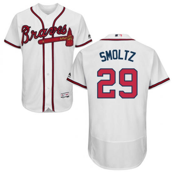 Men's Majestic Atlanta Braves #29 John Smoltz White Home Flex Base Authentic Collection MLB Jersey - Ujersey