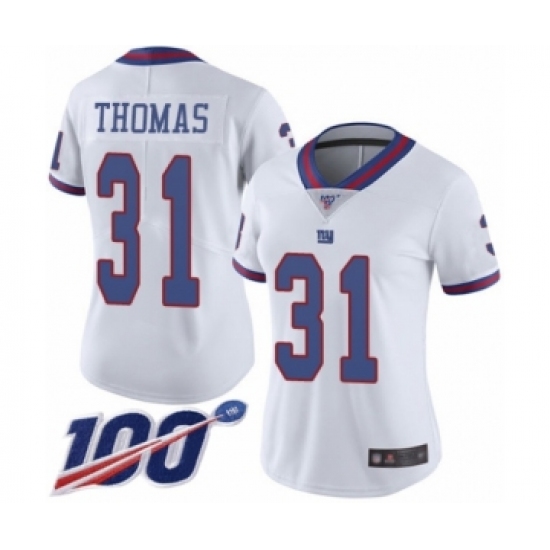 Women's New York Giants #31 Michael Thomas Limited White Rush Vapor Untouchable 100th Season Football Jersey - Ujersey