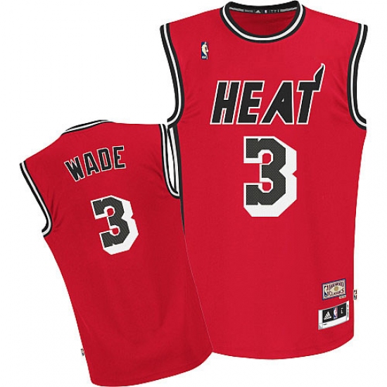 Youth Adidas Miami Heat #3 Dwyane Wade Authentic Red Hardwood Classics Nights NBA Jersey - Ujersey