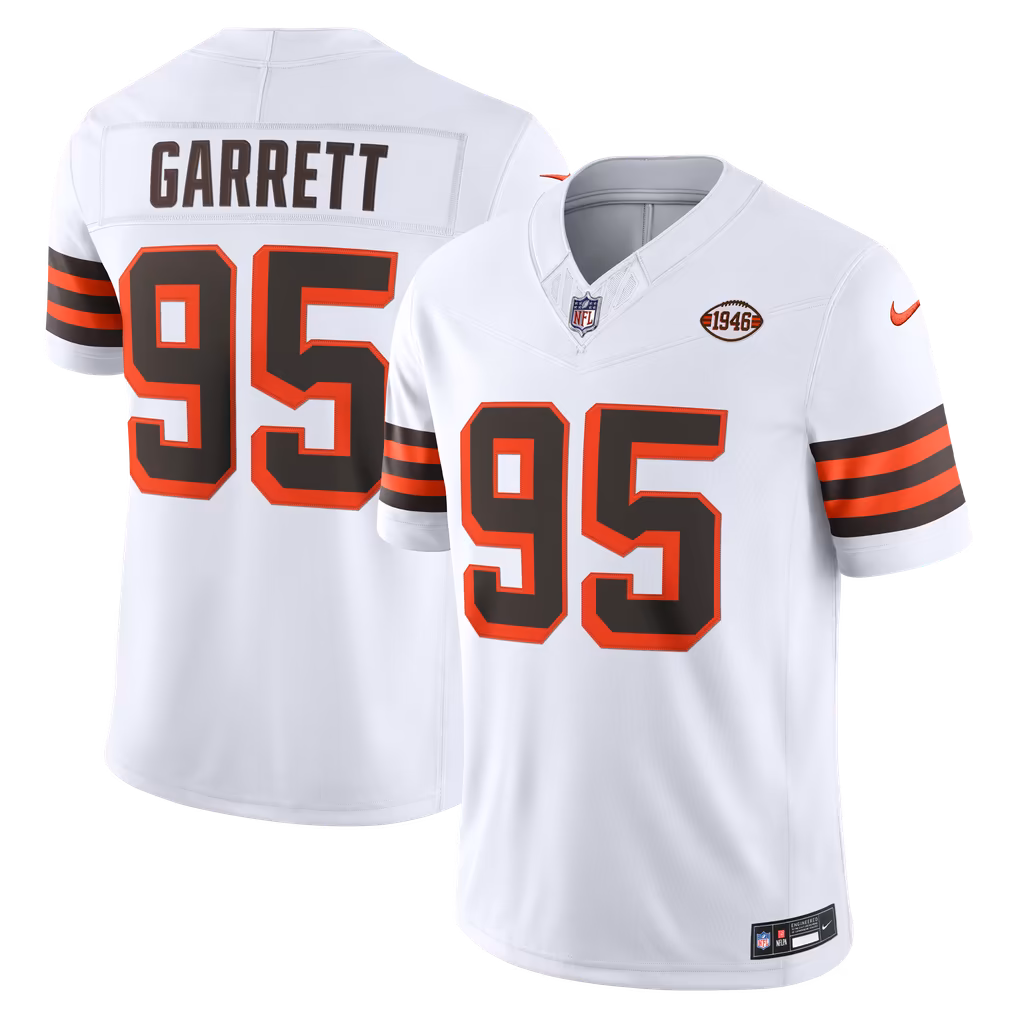 Men's Cleveland Browns Myles Garrett Nike White Alternate Vapor F.U.S.E. Stitched Limited Jersey