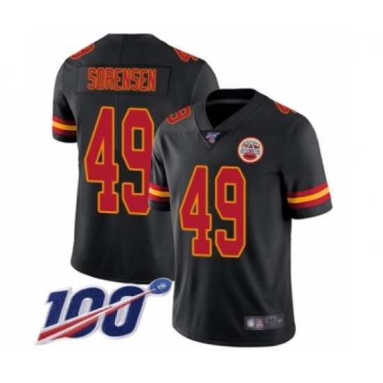 Men's Kansas City Chiefs #49 Daniel Sorensen Limited Black Rush Vapor Untouchable 100th Season Football Jersey - Ujersey