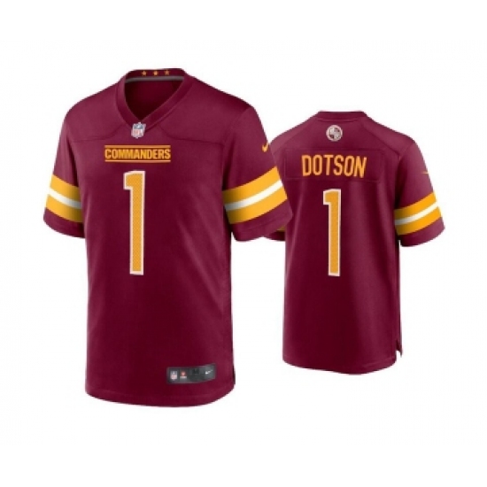 Men's Washington Commanders #1 Jahan Dotson 2022 Burgundy Game Stitched Football Jersey - Ujersey