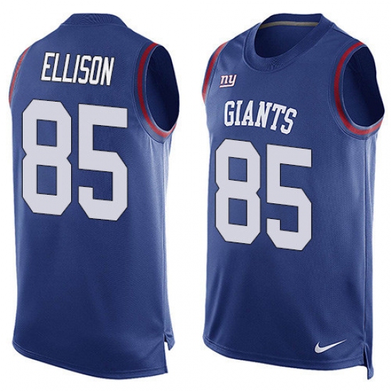 Men's Nike New York Giants #85 Rhett Ellison Limited Royal Blue Player Name & Number Tank Top NFL Jersey - Ujersey