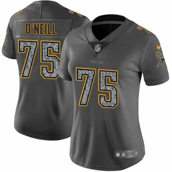 Women's Nike Minnesota Vikings #75 Brian O'Neill Gray Static Vapor Untouchable Limited NFL Jersey - Ujersey