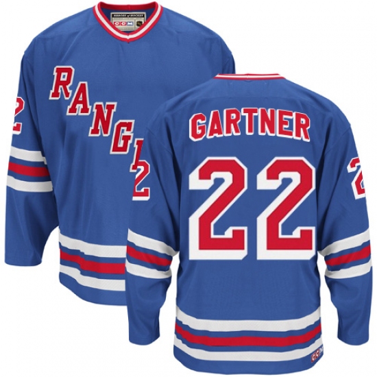 Men's CCM New York Rangers #22 Mike Gartner Premier Royal Blue Throwback NHL Jersey - Ujersey