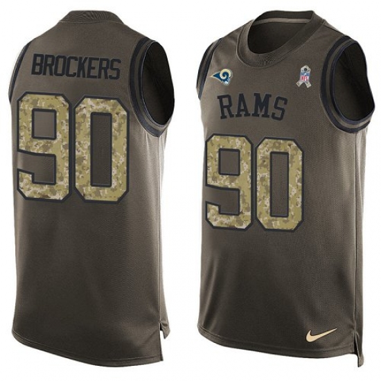 Men's Nike Los Angeles Rams #90 Michael Brockers Limited Green Salute to Service Tank Top NFL Jersey - Ujersey