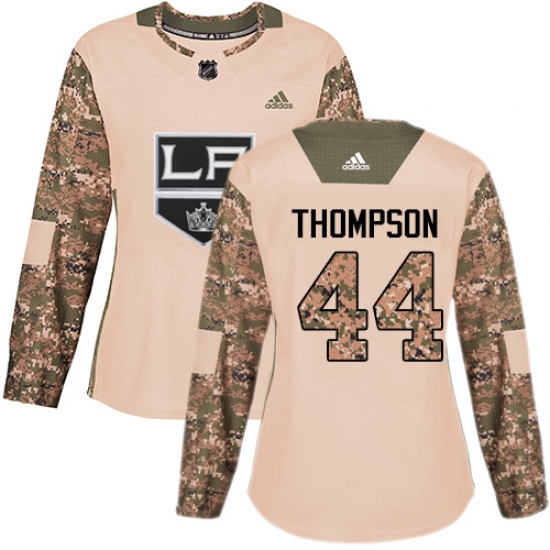 Women's Adidas Los Angeles Kings #44 Nate Thompson Authentic Camo Veterans Day Practice NHL Jersey - Ujersey