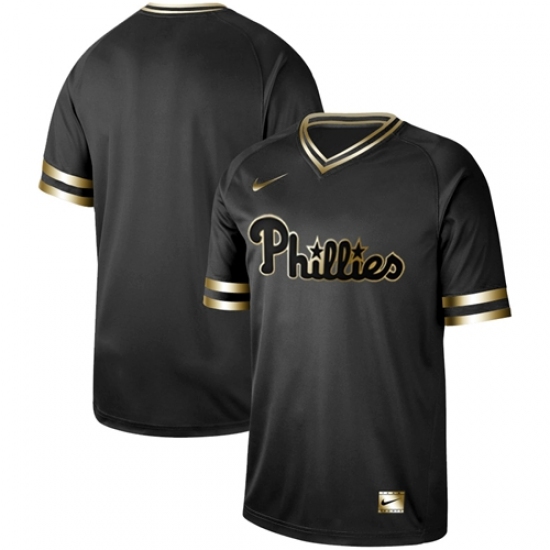 Men's Nike Philadelphia Phillies Blank Black Gold Authentic Stitched Baseball Jersey - Ujersey