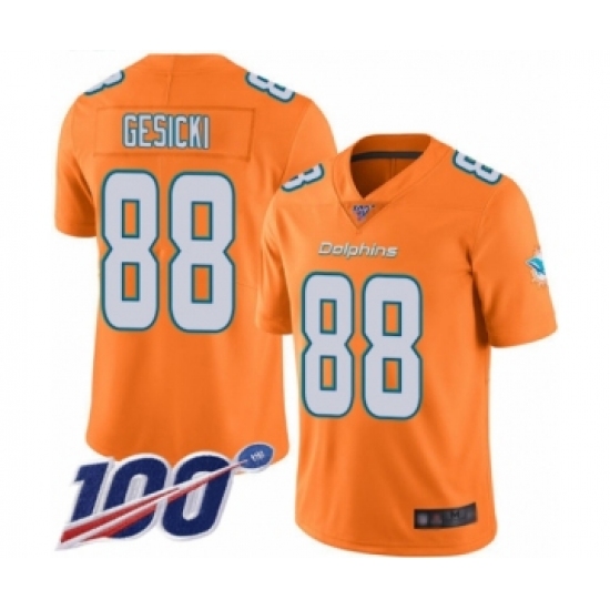 Youth Miami Dolphins #88 Mike Gesicki Limited Orange Rush Vapor Untouchable 100th Season Football Jersey - Ujersey