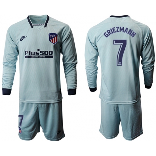 Atletico Madrid #7 Griezmann Third Long Sleeves Soccer Club Jersey