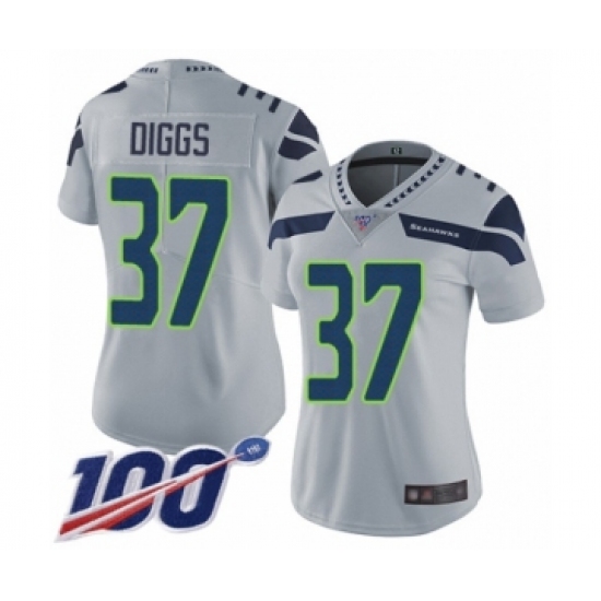 Women's Seattle Seahawks #37 Quandre Diggs Grey Alternate Vapor Untouchable Limited Player 100th Season Football Jersey - Ujersey