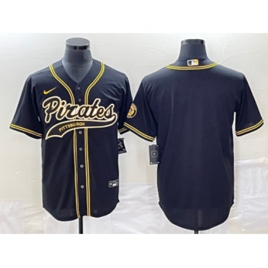 Men's Pittsburgh Pirates Blank Black Cool Base Stitched Baseball Jersey - Ujersey