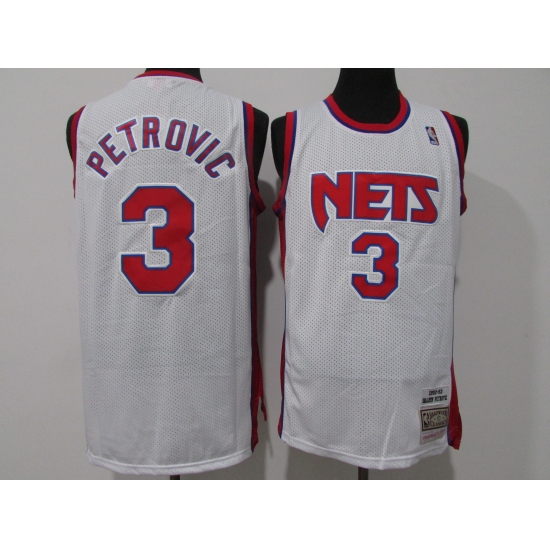 Men's Brooklyn Nets #3 Drazen Petrovic Swingman White Basketball Jersey - Ujersey