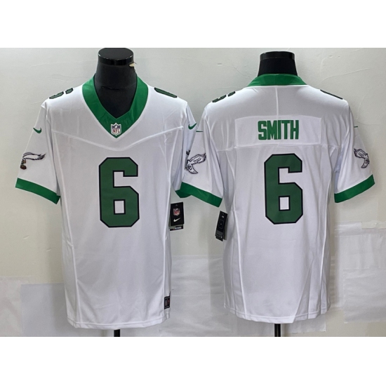 Men's Nike Philadelphia Eagles #6 DeVonta Smith White 2023 F.U.S.E. Vapor Limited Throwback Stitched Football Jersey - Ujersey