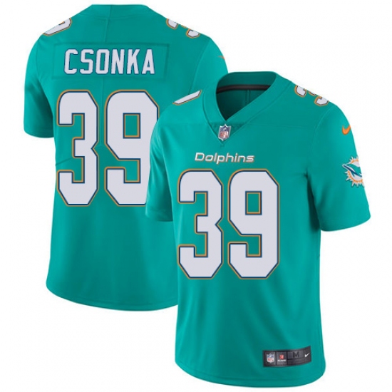 Men's Nike Miami Dolphins #39 Larry Csonka Aqua Green Team Color Vapor Untouchable Limited Player NFL Jersey - Ujersey