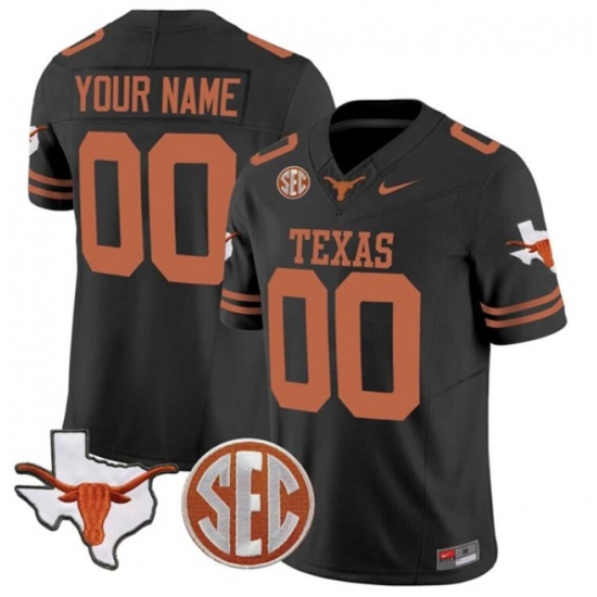 Men's Texas Longhorns Active Player Custom Black F.U.S.E. State Map & SEC Patch Stitched Jersey - Ujersey