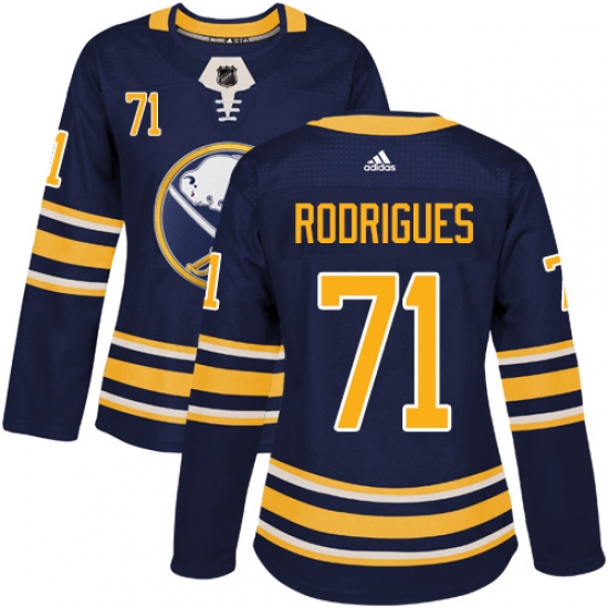 Women's Adidas Buffalo Sabres #71 Evan Rodrigues Authentic Navy Blue Home NHL Jersey - Ujersey