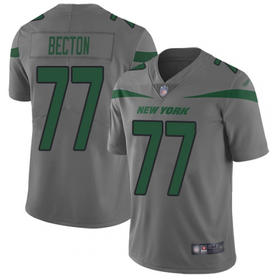 Youth New York Jets #77 Mekhi Becton Gray Stitched Limited Inverted Legend Jersey - Ujersey