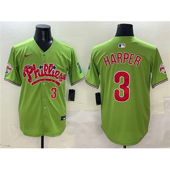 Men's Philadelphia Phillies #3 Bryce Harper Light Green Phanatic Limited Stitched Jersey - Ujersey