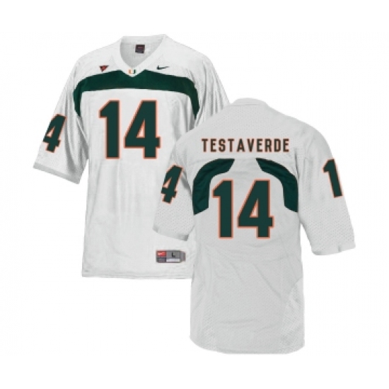 Miami Hurricanes 14 Vinny Testaverde White College Football Jersey - Ujersey