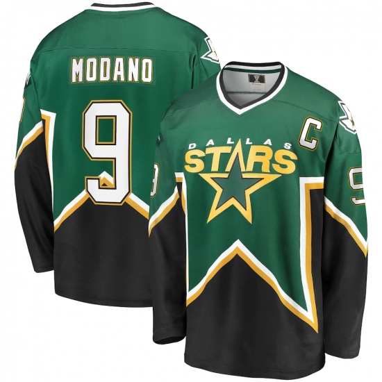 Men's Dallas Stars #9 Mike Modano Fanatics Branded Kelly Green-Black Premier Breakaway Retired Player Jersey - Ujersey