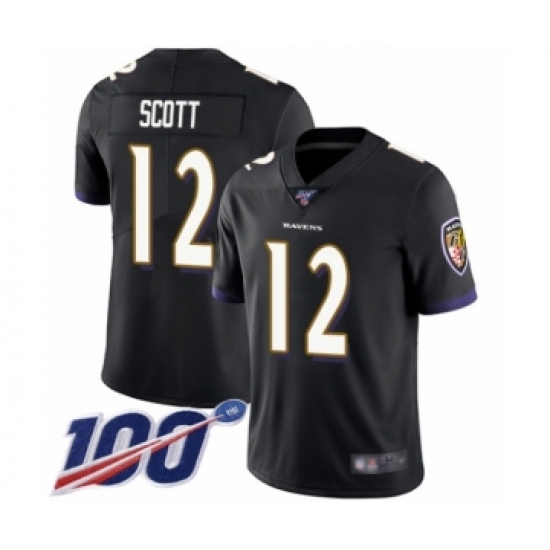 Men's Baltimore Ravens #12 Jaleel Scott Black Alternate Vapor Untouchable Limited Player 100th Season Football Jersey - Ujersey