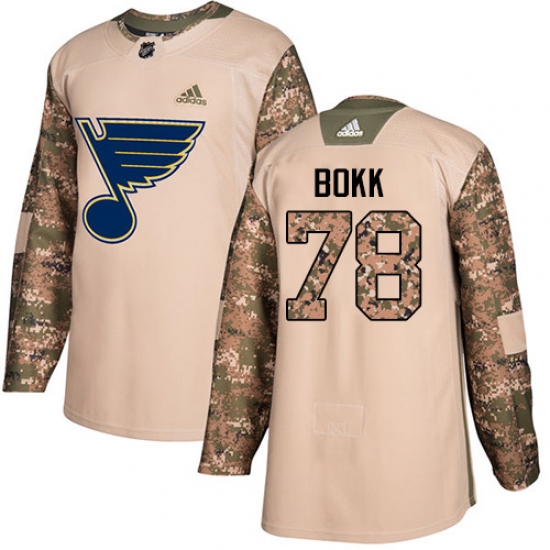 Youth Adidas St. Louis Blues #78 Dominik Bokk Authentic Camo Veterans Day Practice NHL Jersey - Ujersey