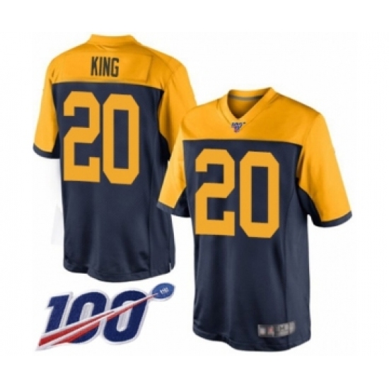 Men's Green Bay Packers #20 Kevin King Limited Navy Blue Alternate 100th Season Football Jersey