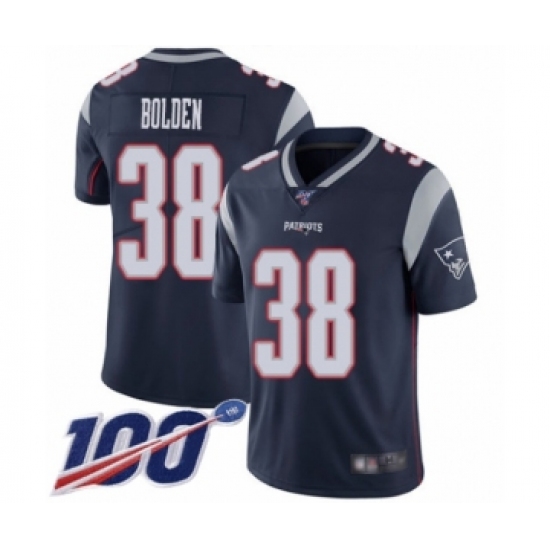 Men's New England Patriots #38 Brandon Bolden Navy Blue Team Color Vapor Untouchable Limited Player 100th Season Football Jersey - Ujersey