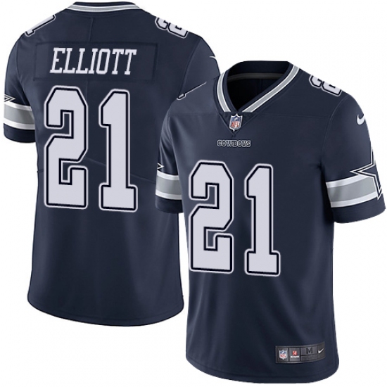 Men's Nike Dallas Cowboys #21 Ezekiel Elliott Navy Blue Team Color Vapor Untouchable Limited Player NFL Jersey - Ujersey