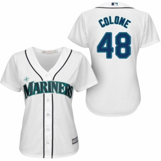 Women's Majestic Seattle Mariners #48 Alex Colome Replica White Home Cool Base MLB Jersey - Ujersey
