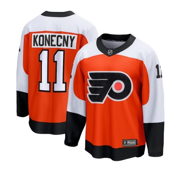 Men's Philadelphia Flyers #11 Travis Konecny Orange Stitched Jersey - Ujersey