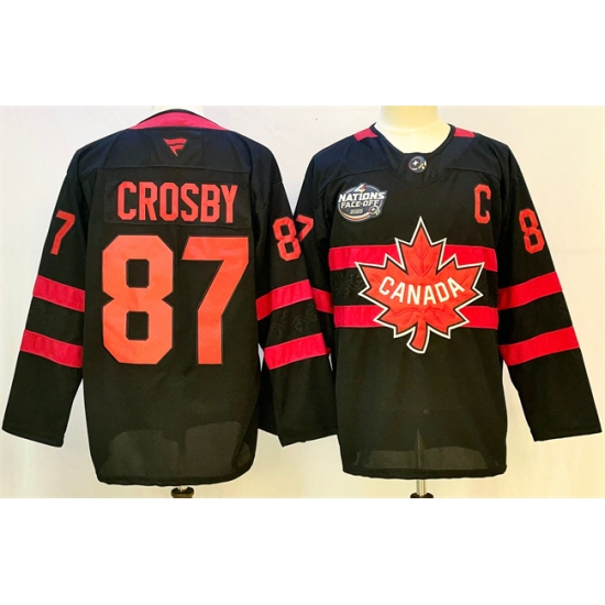 Men's Canada #87 Sidney Crosby Black 2025 4 Nations Face-Off Premium With C Stitched Jersey