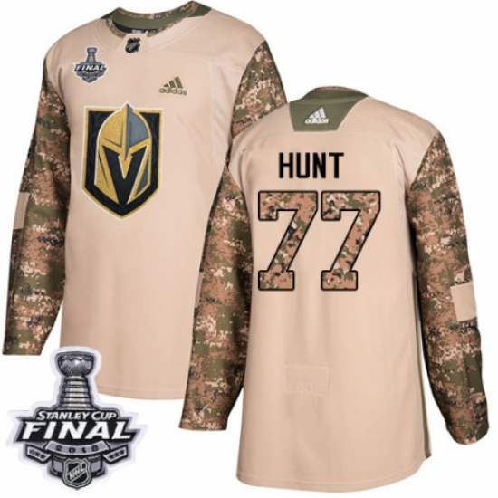 Men's Adidas Vegas Golden Knights #77 Brad Hunt Authentic Camo Veterans Day Practice 2018 Stanley Cup Final NHL Jersey - Ujersey