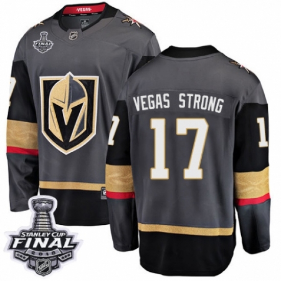 Men's Vegas Golden Knights #17 Vegas Strong Authentic Black Home Fanatics Branded Breakaway 2018 Stanley Cup Final NHL Jersey - Ujersey
