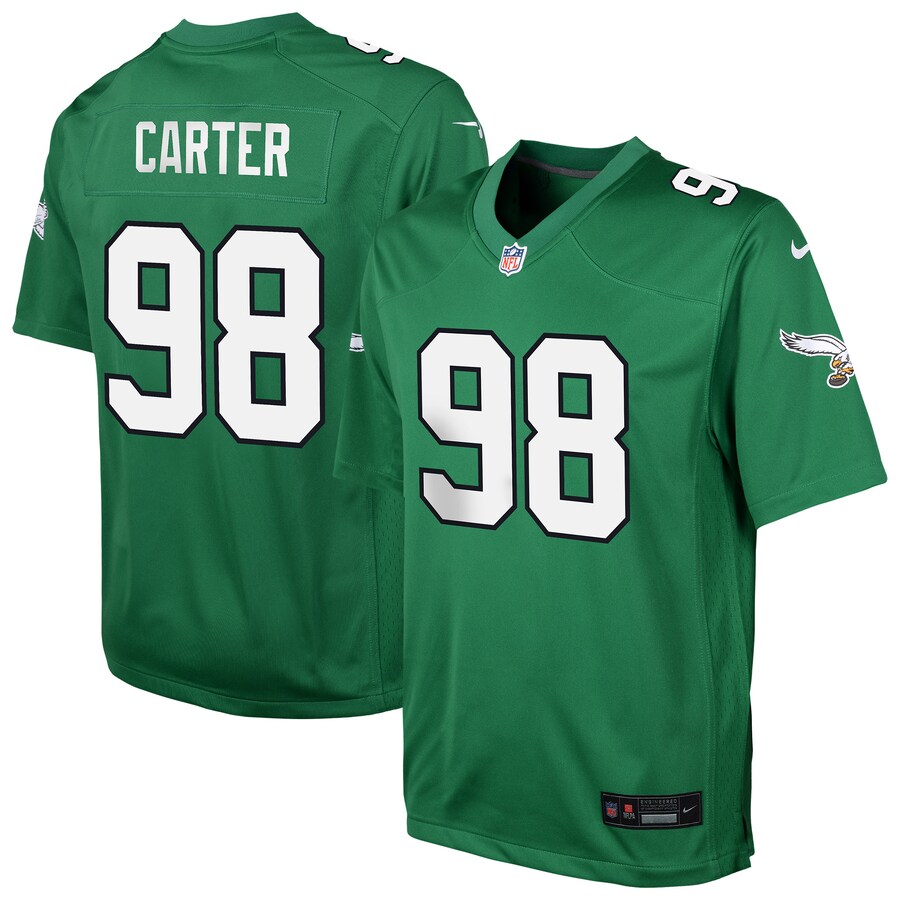 Youth Philadelphia Eagles Jalen Carter Nike Kelly Green Game Jersey - Ujersey