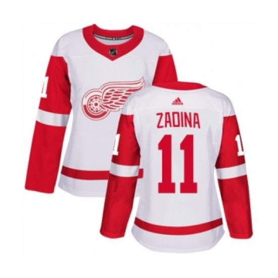 Women's Adidas Detroit Red Wings #11 Filip Zadina Authentic White Away NHL Jersey - Ujersey