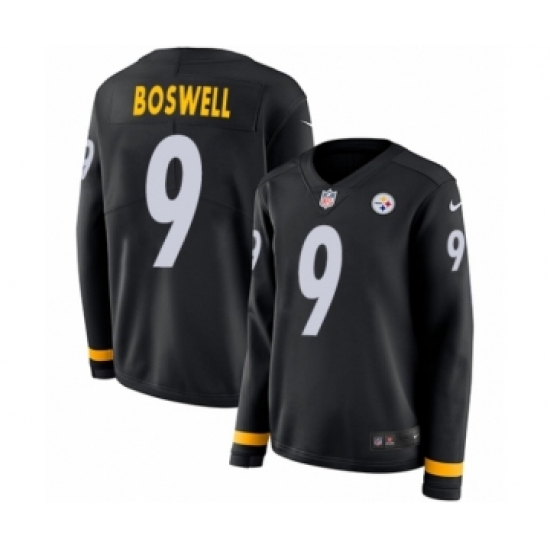 Women's Nike Pittsburgh Steelers #9 Chris Boswell Limited Black Therma Long Sleeve NFL Jersey - Ujersey