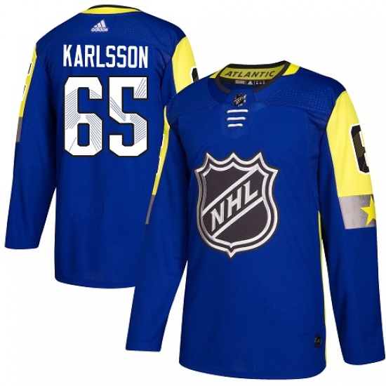 Youth Adidas Ottawa Senators #65 Erik Karlsson Authentic Royal Blue 2018 All-Star Atlantic Division NHL Jersey
