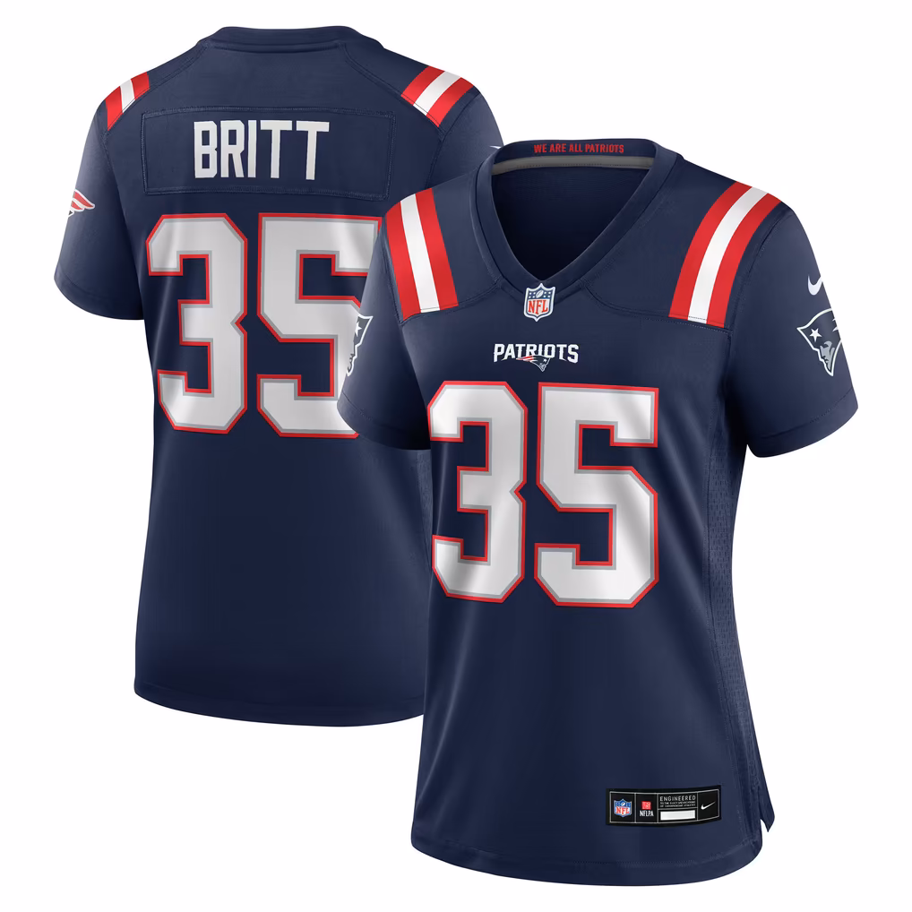 Women's New England Patriots K.J. Britt Nike Navy Team Game Jersey - Ujersey