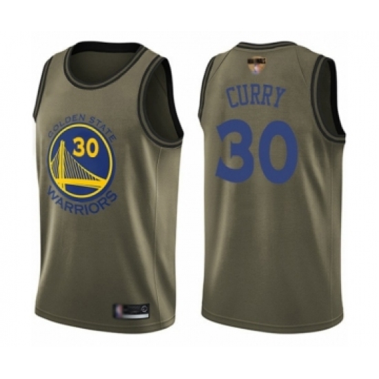 Youth Golden State Warriors #30 Stephen Curry Swingman Green Salute to Service 2019 Basketball Finals Bound Basketball Jersey - Ujersey