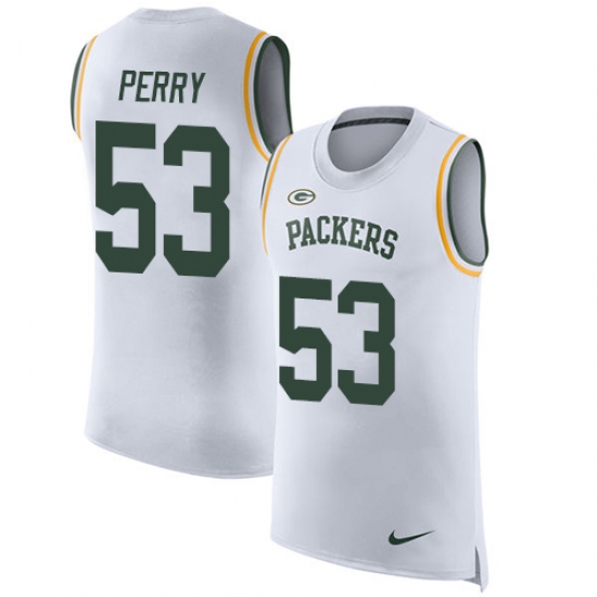 Men's Nike Green Bay Packers #53 Nick Perry Limited White Rush Player Name & Number Tank Top NFL Jersey - Ujersey